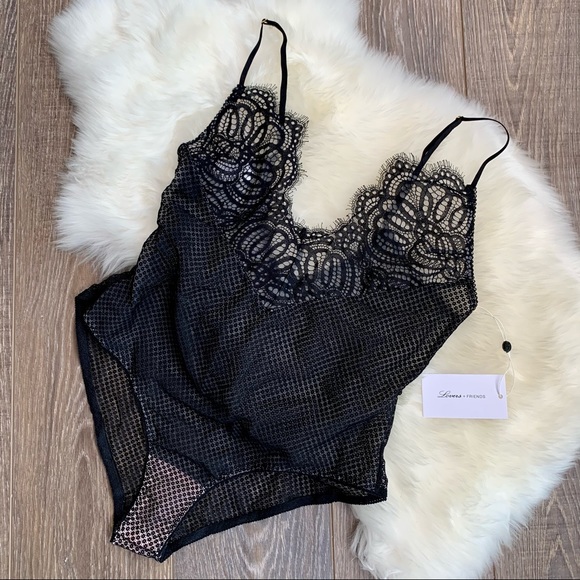 Lovers + Friends Tops - Lovers + Friends Black Lace Bodysuit